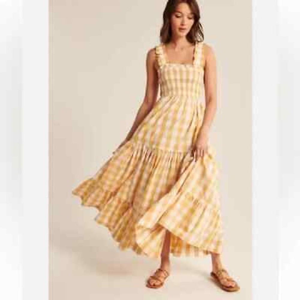 Yellow Gingham Maxi Dress